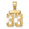 10k Small Brushed Diamond-cut Number 33 Charm