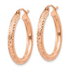 10K Rose Gold 3mm Diamond-cut Hoop