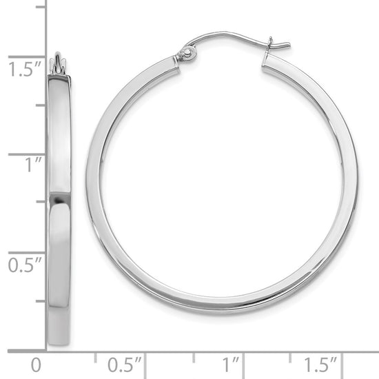 10k White Gold 2x3mm Rectangle Tube Hoop