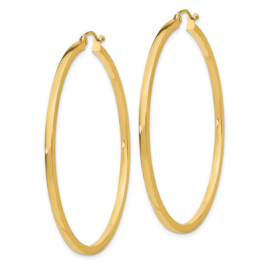 10k 2mm Square Tube Hoop Earrings