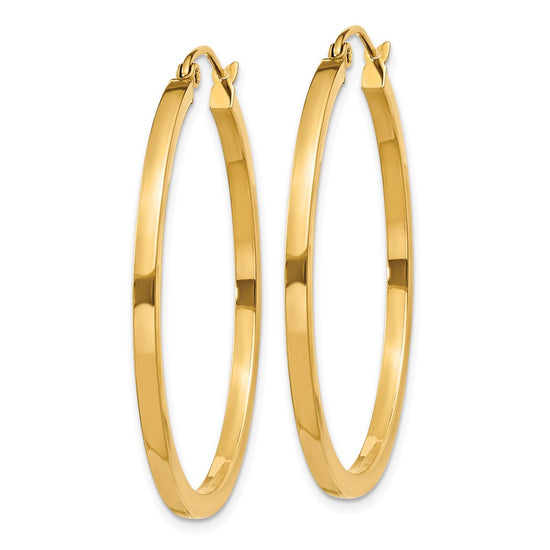 10k 2mm Square Tube Hoop Earrings