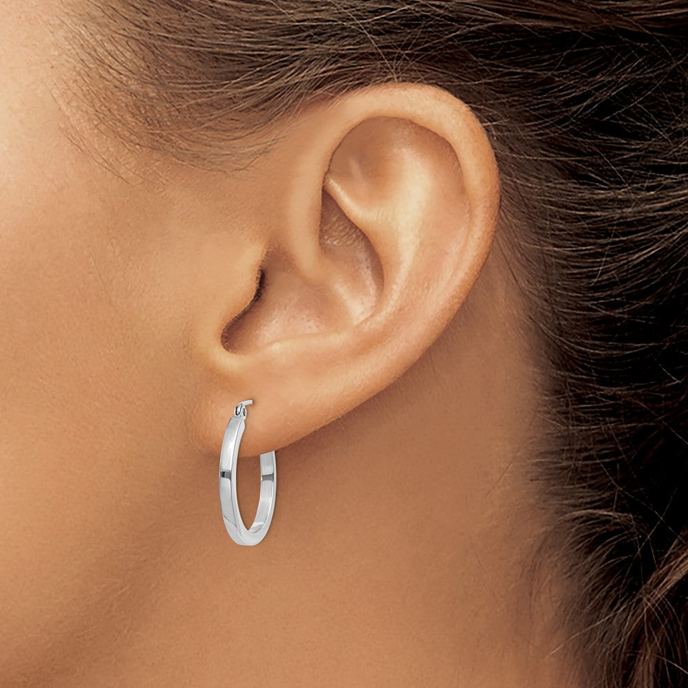 10k White Gold 2mm Square Tube Hoops