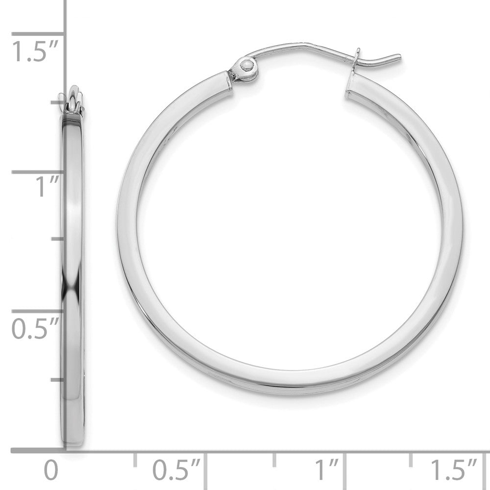 10k White Gold 2mm Square Tube Hoops