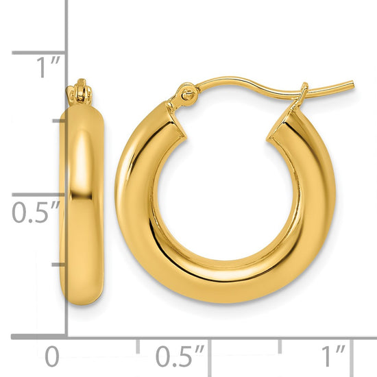 10k Polished 4mm Tube Hoop Earrings