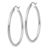 10K White Gold Polished 2mm Tube Hoop Earrings