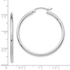 10K White Gold Polished 2mm Tube Hoop Earrings