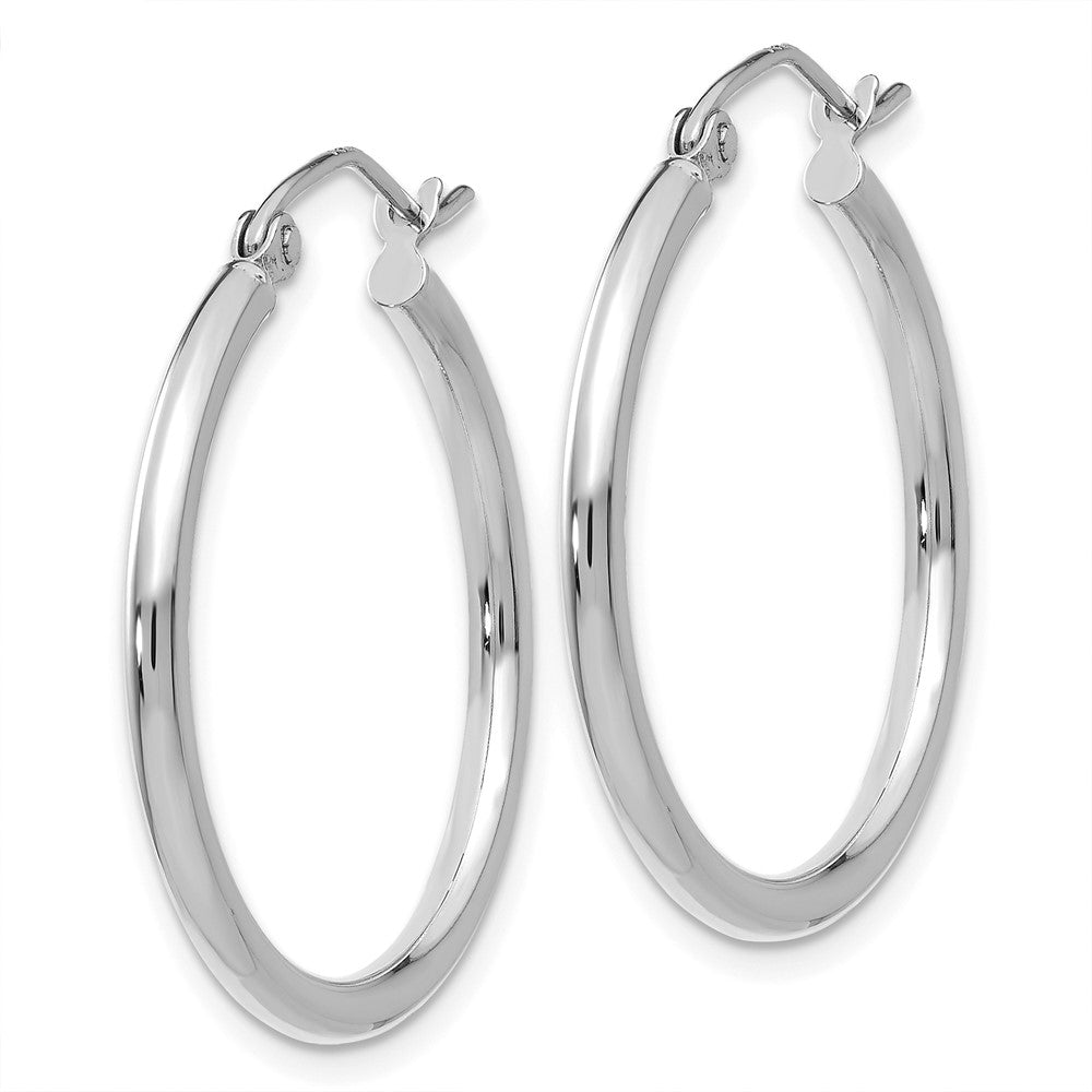 10K White Gold Polished 2mm Tube Hoop Earrings