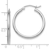 10K White Gold Polished 2mm Tube Hoop Earrings