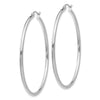 10K White Gold Polished 2mm Tube Hoop Earrings