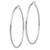 10K White Gold Polished 2mm Tube Hoop Earrings