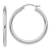 10K White Gold Polished 2.5mm Tube Hoop Earrings