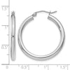 10K White Gold Polished 3mm Tube Hoop Earrings