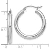 10K White Gold Polished 3mm Tube Hoop Earrings