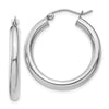 10K White Gold Polished 3mm Tube Hoop Earrings