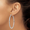10k White Gold Polished 3mm Lightweight Tube Hoop Earrings