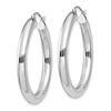 10K White Gold Polished 4mm Tube Hoop Earrings