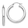 10K White Gold Polished 4mm Tube Hoop Earrings