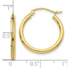 10K Polished 2mm Tube Hoop Earrings