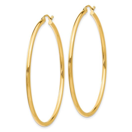 10K Polished 2mm Tube Hoop Earrings