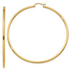 10K Polished 2mm Tube Hoop Earrings