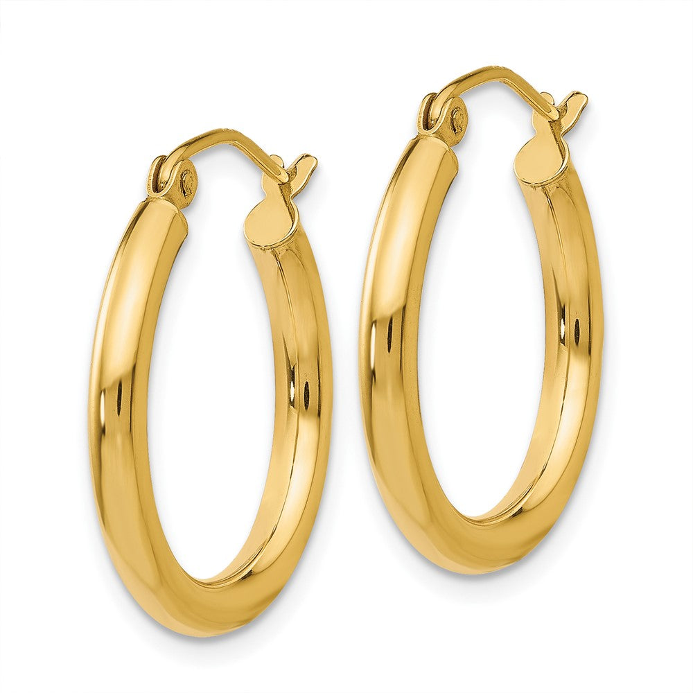 10K Polished 2.5mm Tube Hoop Earrings