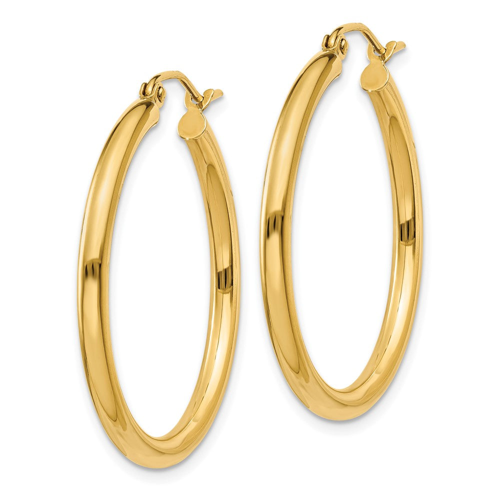 10K Polished 2.5mm Tube Hoop Earrings