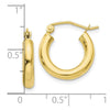 10K Polished 3mm Tube Hoop Earrings