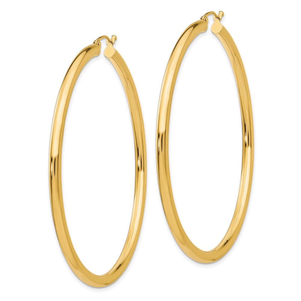 10K Polished 3mm Tube Hoop Earrings