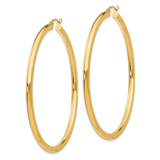10K Polished 3mm Tube Hoop Earrings