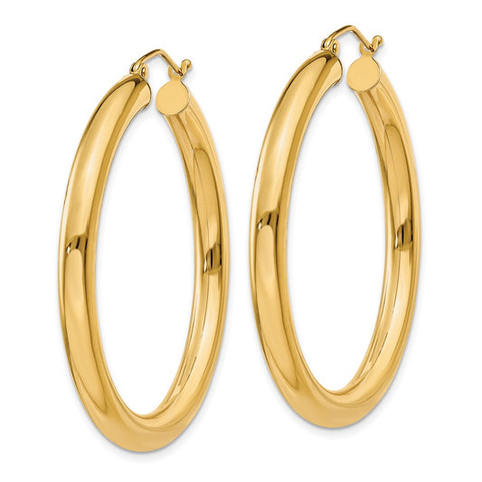 10K Polished 4mm Tube Hoop Earrings