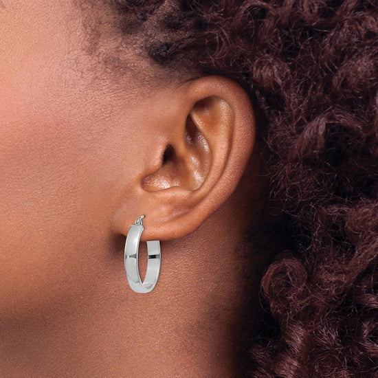 10k White Gold Polished Hoop Earring