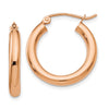 10K Rose Gold Polished 3mm Hoop Earrings