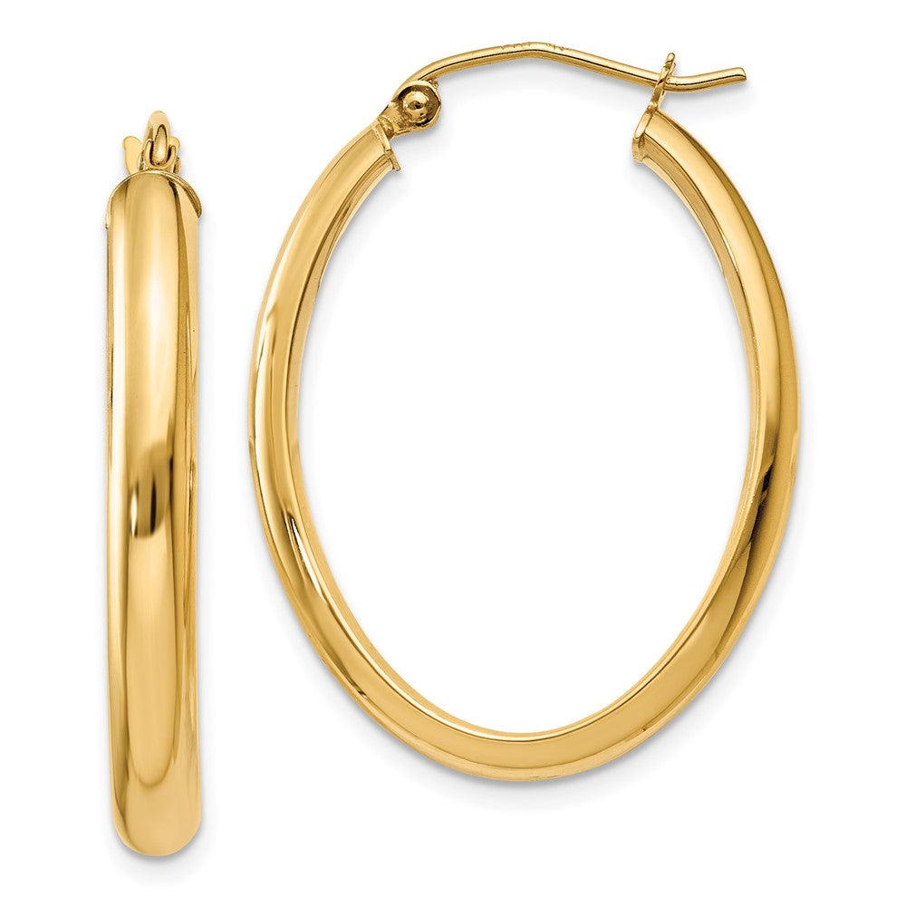 3.5mm Gold Oval Tube Hoop Earrings