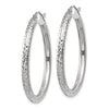 10k White Gold Diamond-cut 3mm Round Hoop Earrings