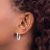 10k White Gold Diamond-cut 3mm Round Hoop Earrings