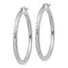 10k White Gold Diamond-cut 3mm Round Hoop Earrings