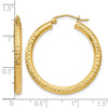 10k Diamond-cut 3mm Round Hoop Earrings