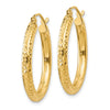 10k Diamond-cut 3mm Round Hoop Earrings