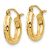 10k Diamond-cut 3mm Round Hoop Earrings