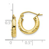 10k Diamond-cut 3mm Round Hoop Earrings