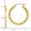 10K Satin Diamond Cut Hoop Earrings