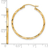 10K 1.5x30mm Diamond Cut Hoop Earrings