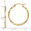 10K 1.5x25mm Diamond Cut Hoop Earrings