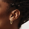10K White & Rose Rhodium D/C 2.5x20mm Hoop Earrings