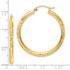10K Diamond Cut 3x35mm Hollow Tube Hoop Earrings