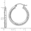 10K White Gold Diamond Cut 3mm Hoop Earrings