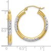 Gold & Rhodium Polish Diamond-cut Tube Hoop Earrings