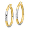 Gold & Rhodium Polish Diamond-cut Tube Hoop Earrings