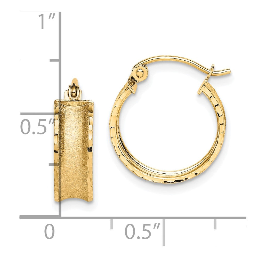 5mm Gold Satin Diamond-cut Hoop Earrings