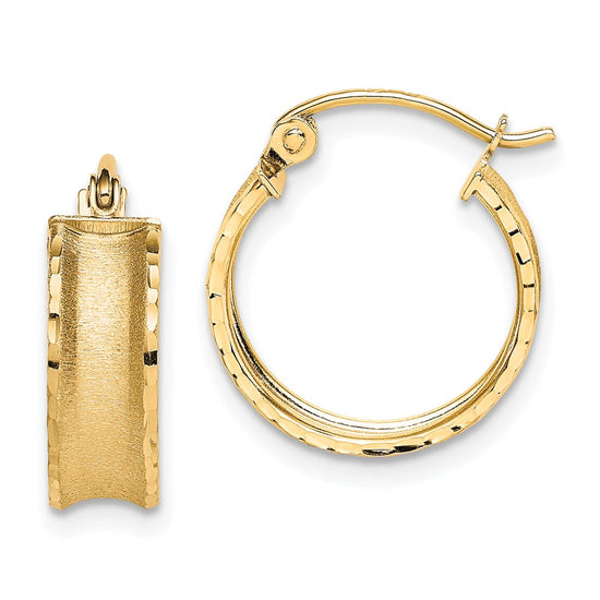 5mm Gold Satin Diamond-cut Hoop Earrings